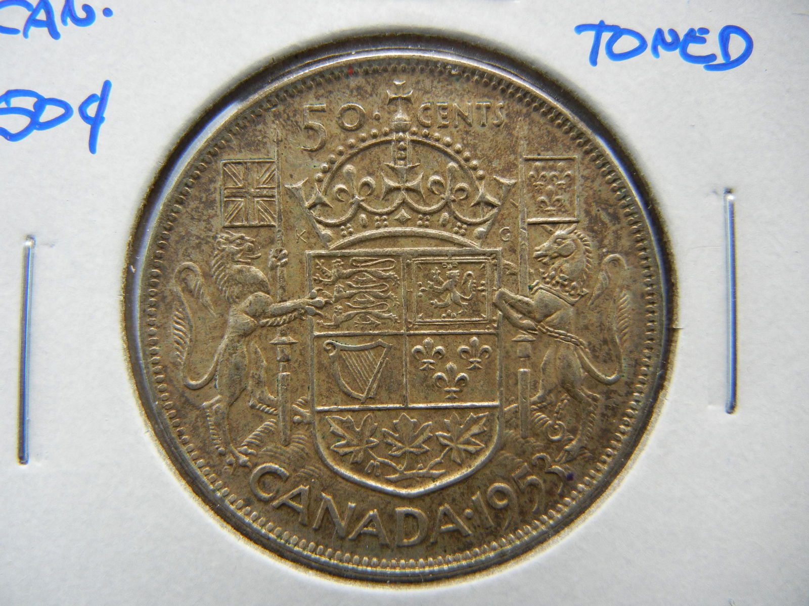 1953 Canada 50c.  AU Toned. (1 of 3)