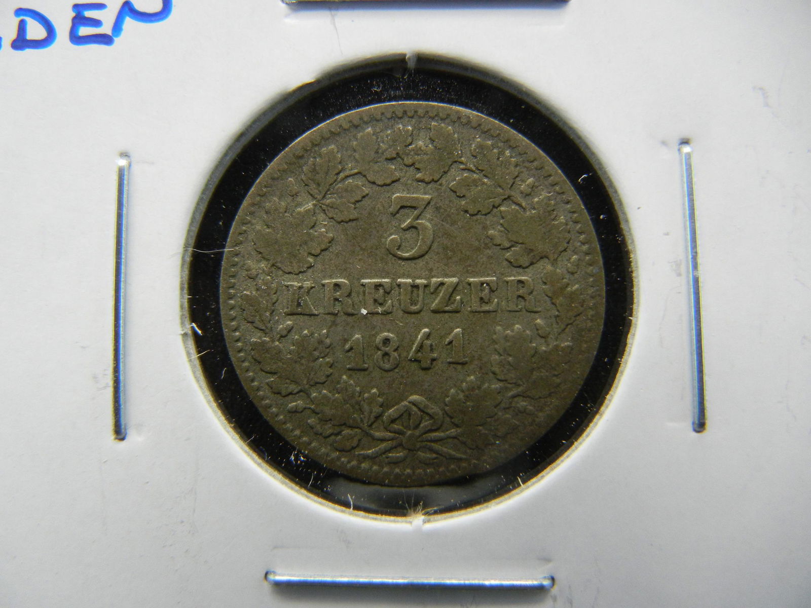 1841 Germany-Baden 3 Kreuzer.  Silver.  Scarce. (1 of 3)