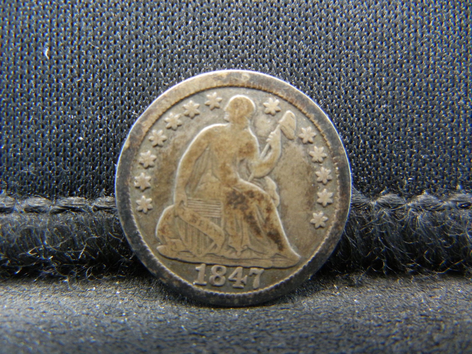 1847 Seated Half Dime.  Fine+ Details.  Reverse Marks. (1 of 2)