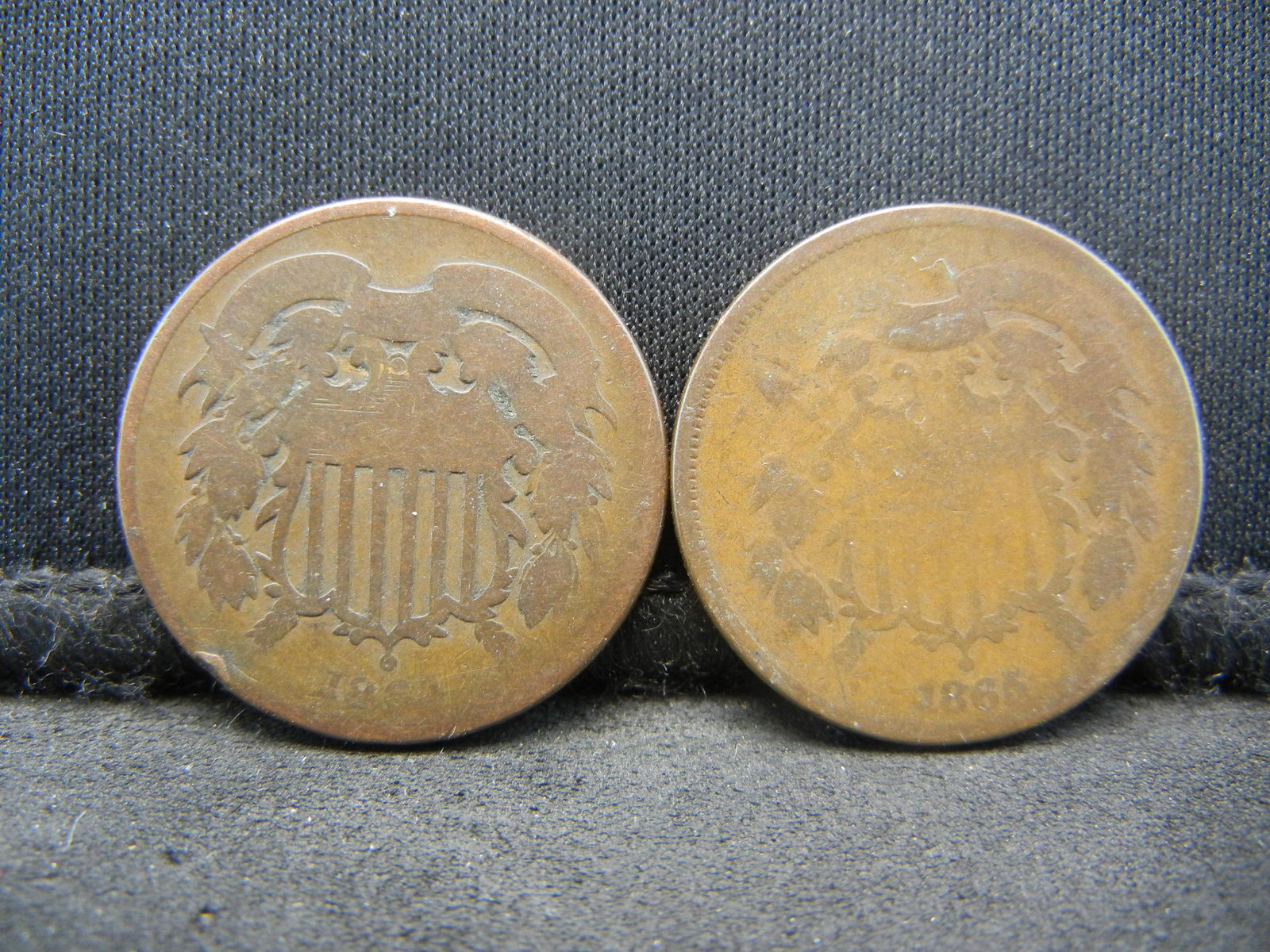 1864 and 1865 Two Cent Pieces Civil War Era (1 of 2)