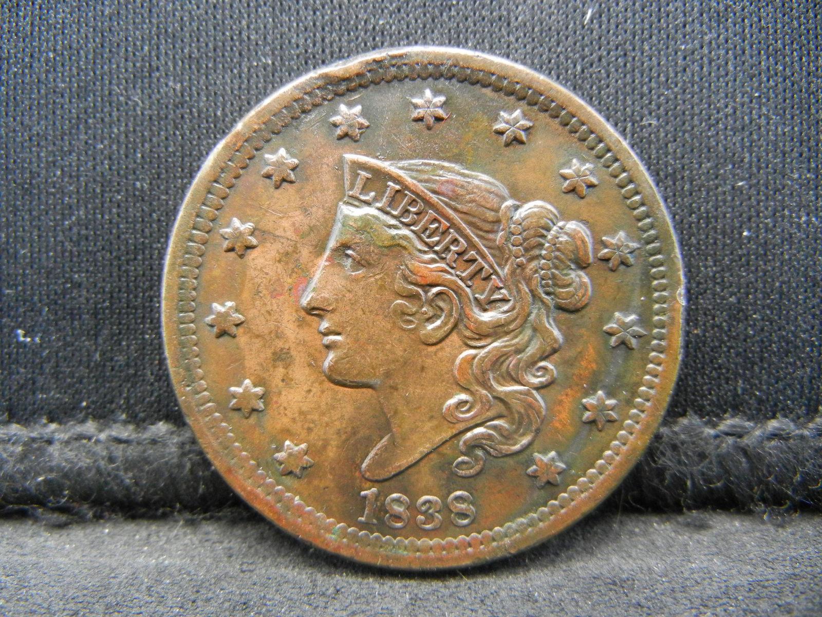1838 Large Cent AU Details Strong Strike (1 of 2)