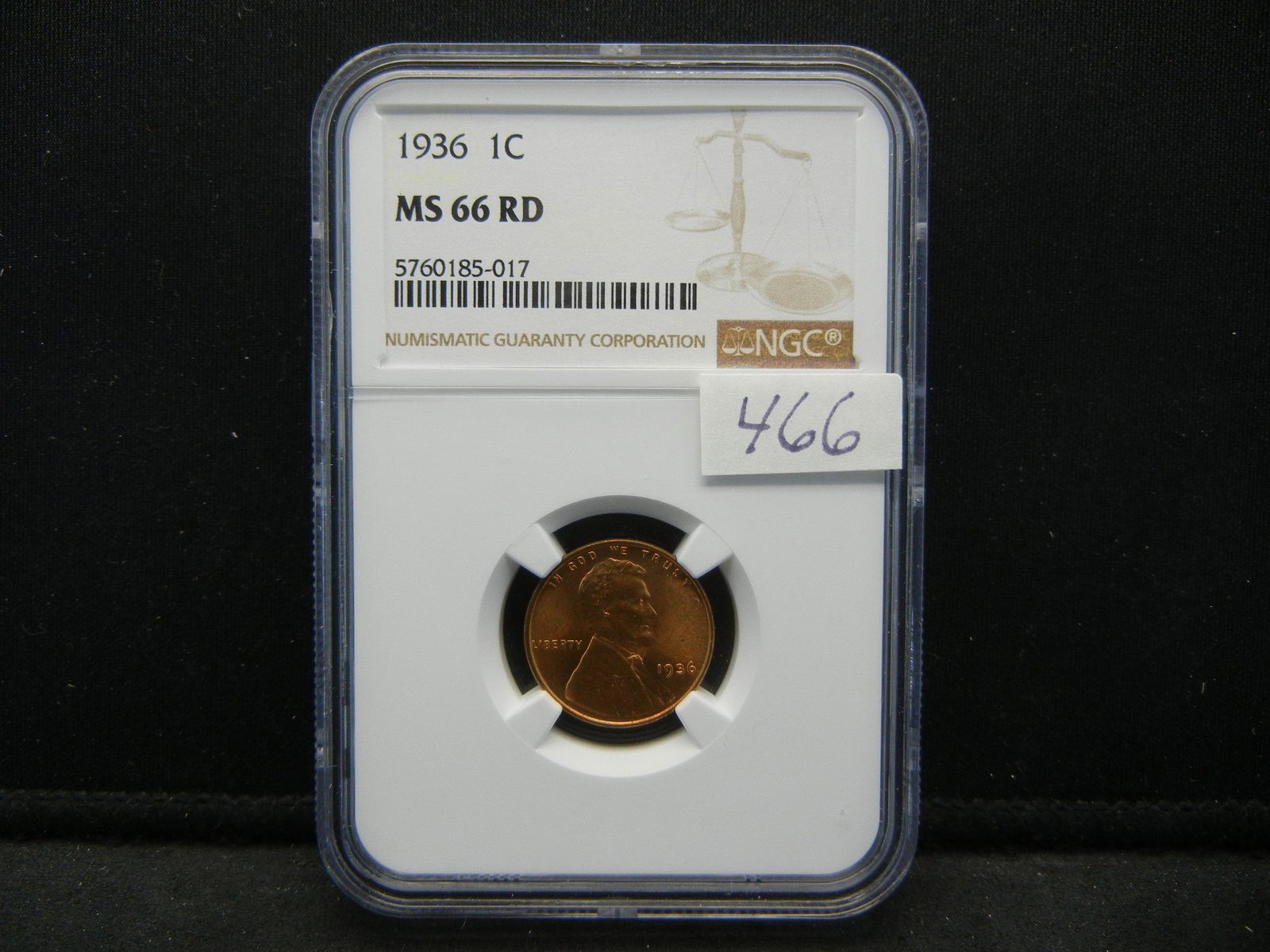 1936 Lincoln Cent NGC MS66 RED (1 of 4)
