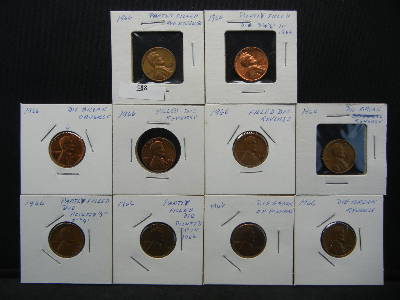 (10) 1966 Lincoln Cent  Minor Errors Part of a Large (1 of 7)