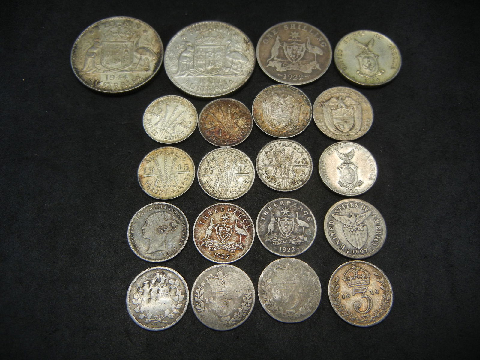 (20) Silver Foreign Coins Few Larger Coins Noted (1 of 3)