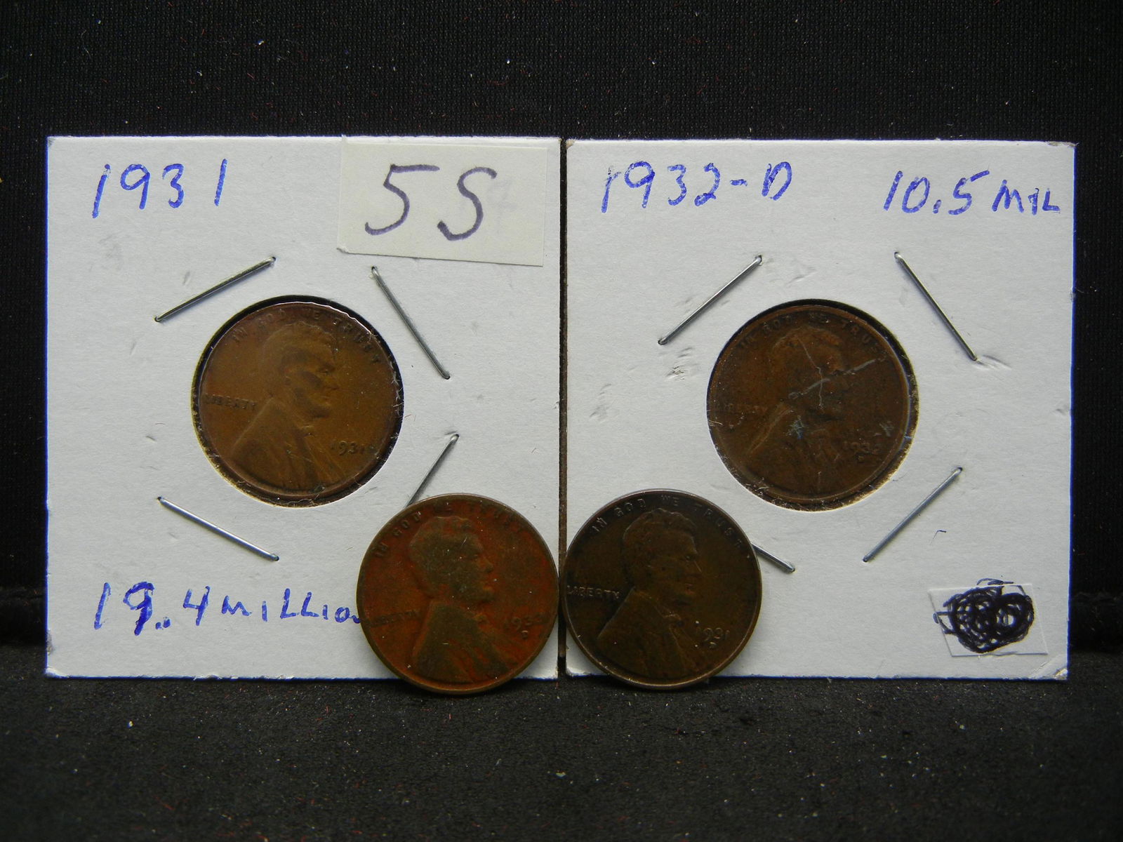 1931 PD, 1932 D, 33 D Wheat Cents, (4) Coins (1 of 3)
