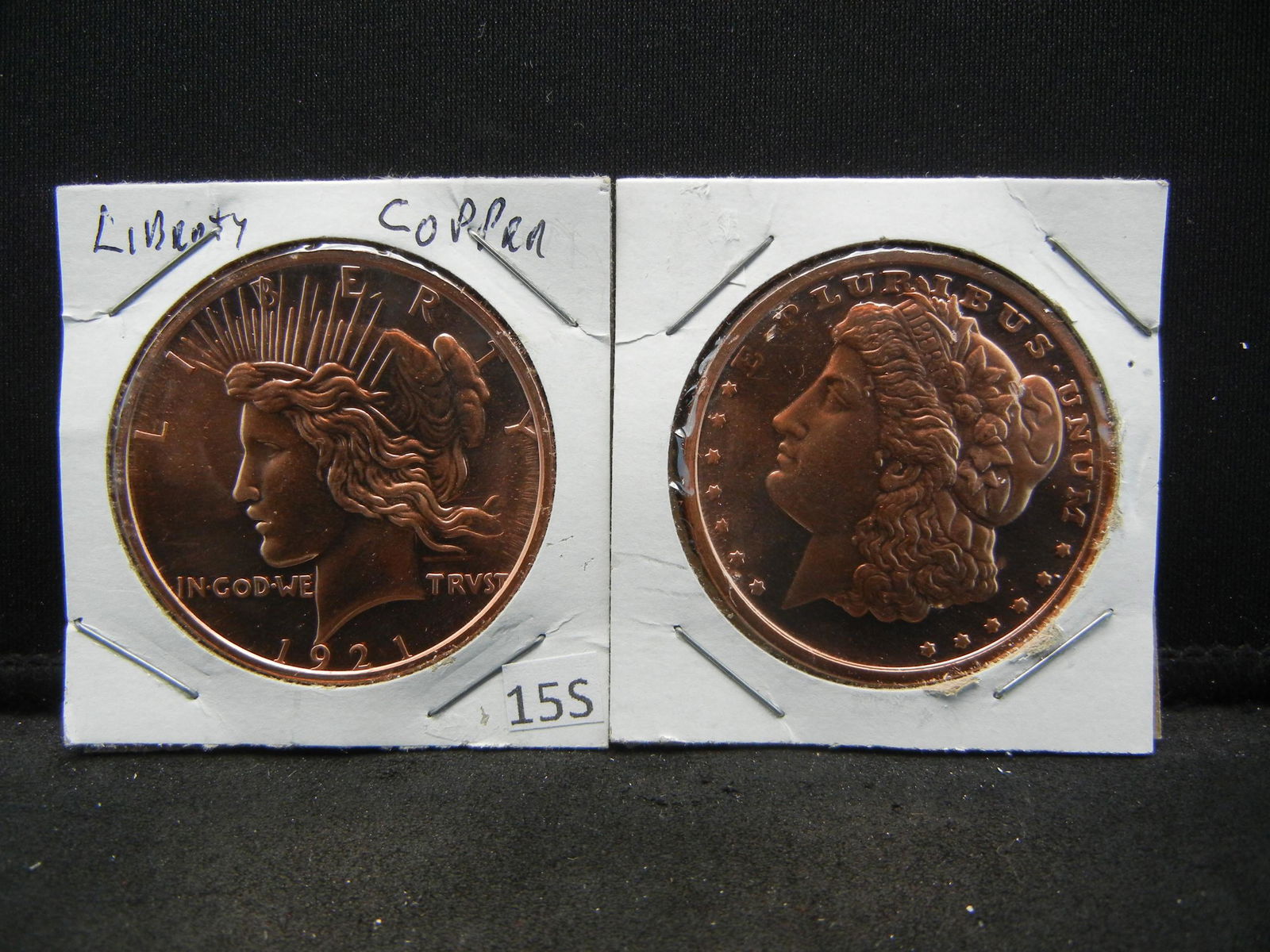 (2) Copper Rounds .999 1921 Liberty and Morgan Designs (1 of 3)