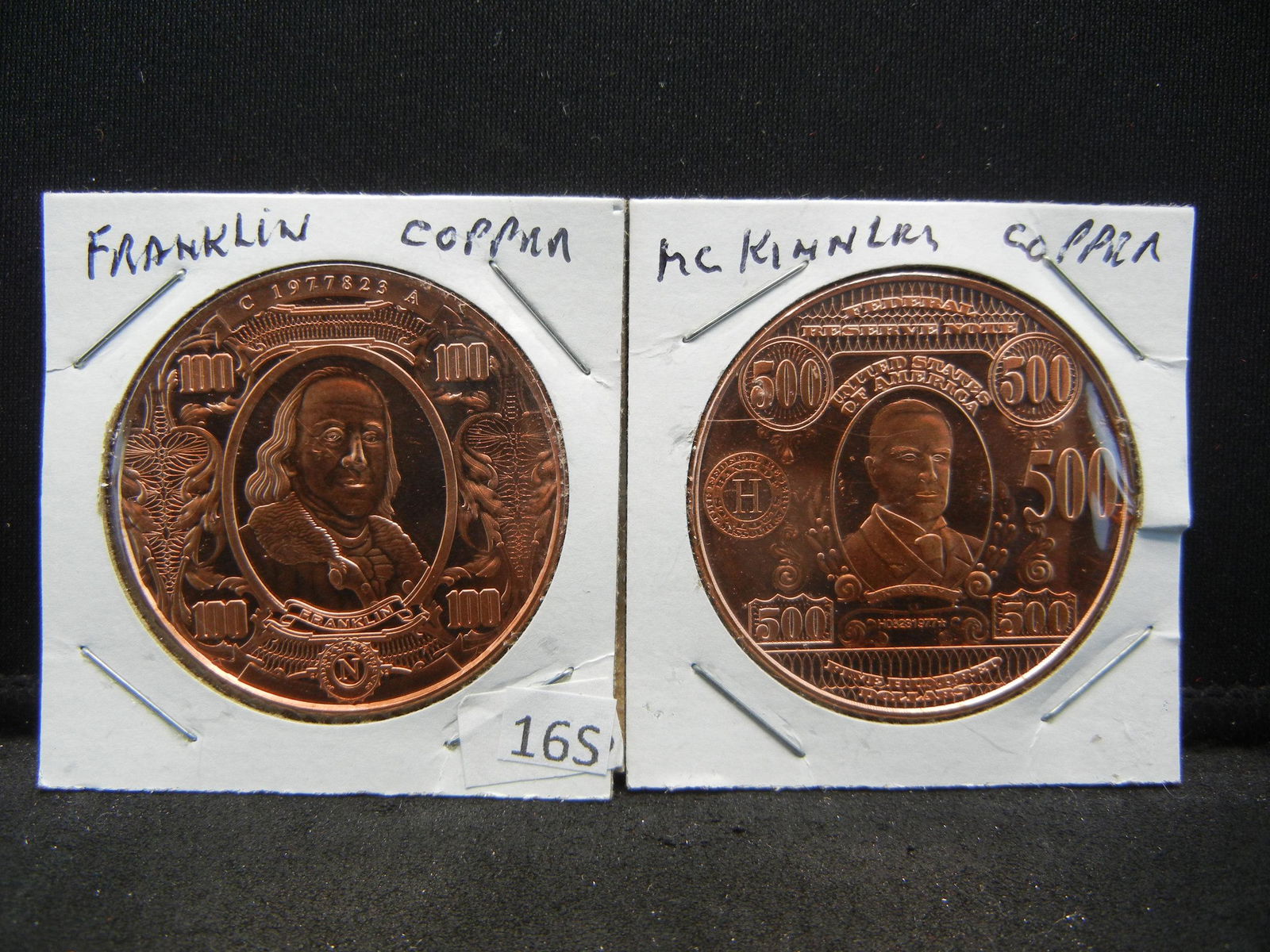 (2) Copper Rounds .999 Franklin and McKinney Designs (1 of 3)