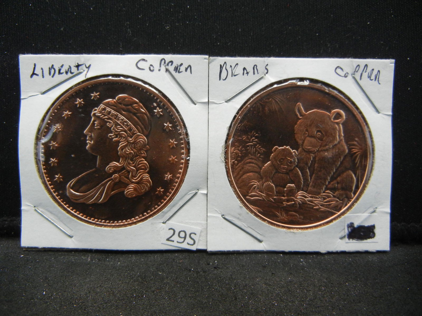 (2) Copper Rounds .999 Bears and Draped Design (1 of 3)
