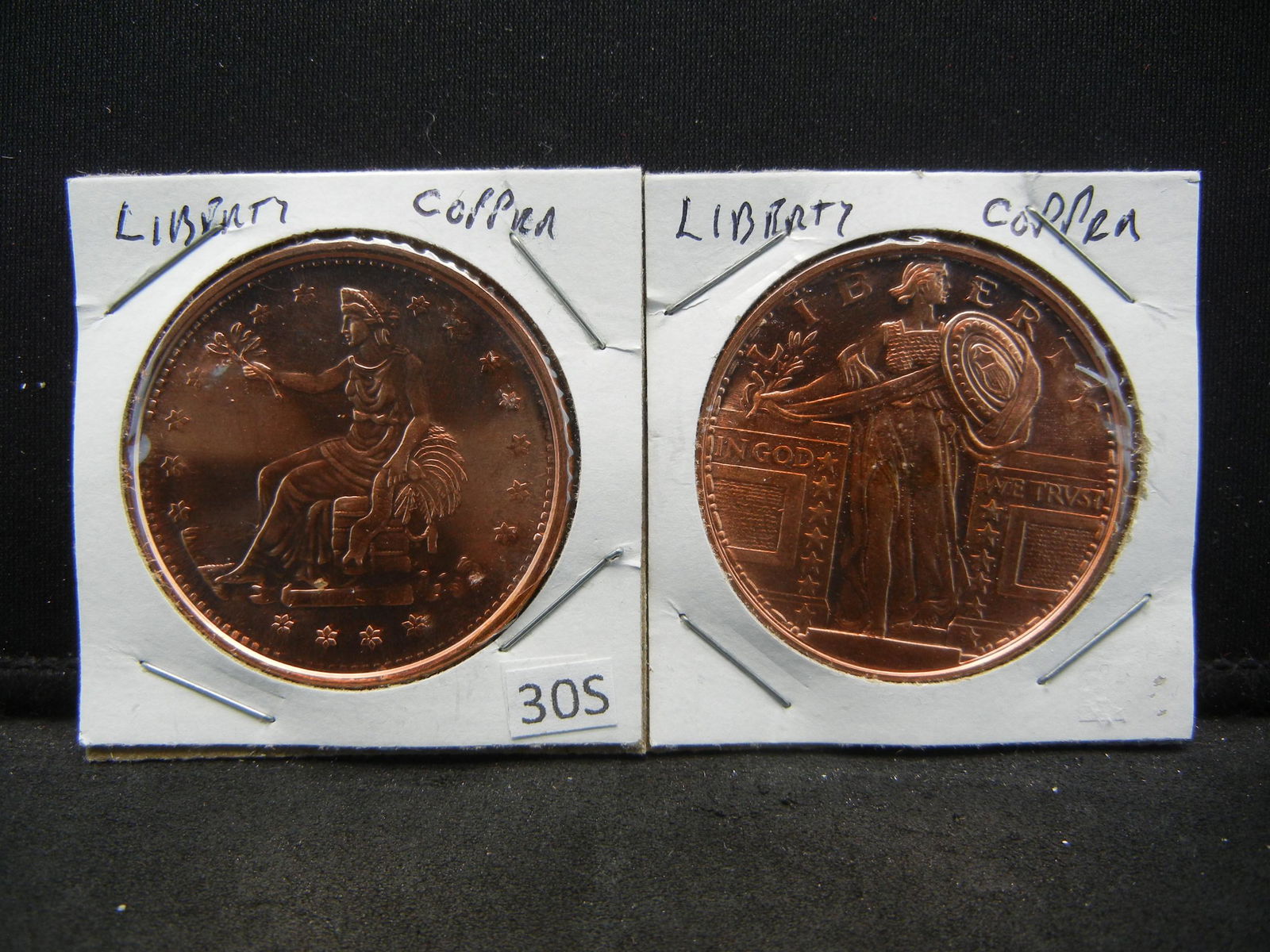 (2) Copper Round .999 Standing Liberty and Sitting (1 of 3)