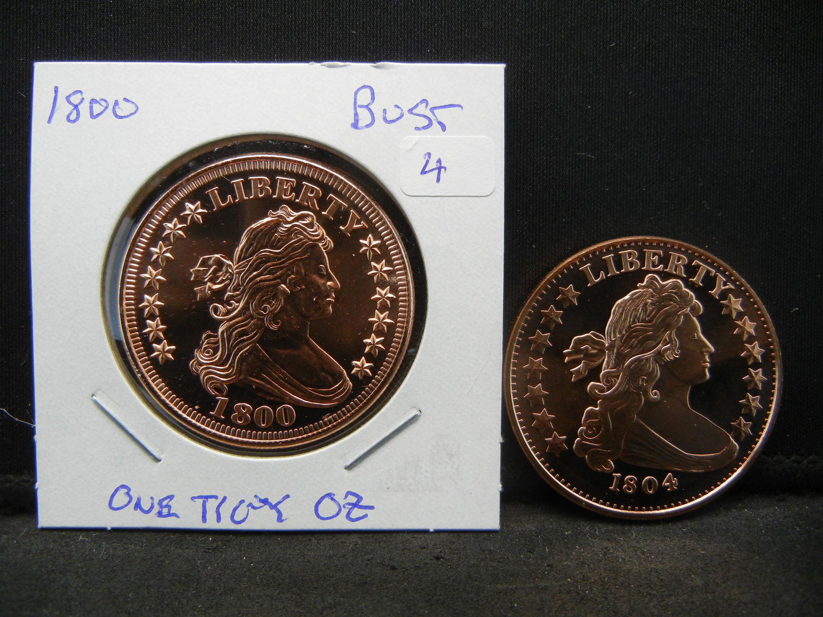 (2) One Troy Ounce Copper Rounds:  1800 and 1804 Bust (1 of 3)