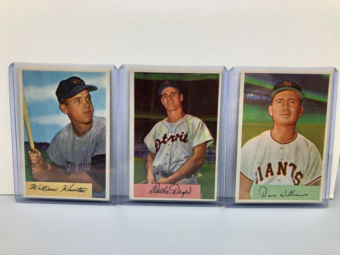 1954 Bowman Bill Hunter, Walt Dropo, Davey Williams (1 of 2)