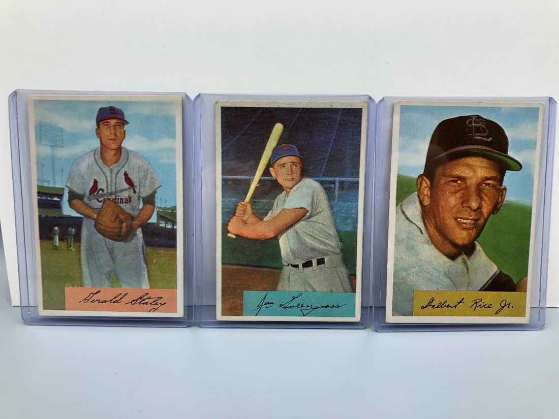 1954 Bowman Gerry Staley, Jim Greengrass, Del Rice: 1954 Bow