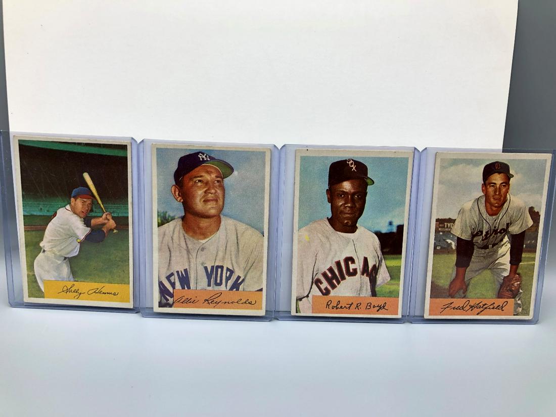 1954 Bowman Solly Hemus, Allie Reynolds, Bob Boyd, Fred (1 of 2)