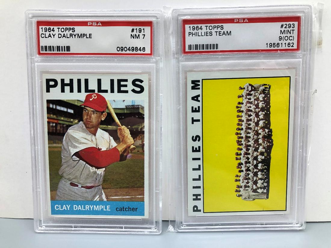 1964 Topps Clay Dalrymple PSA 7 & Phillies Team PSA 9 (1 of 2)