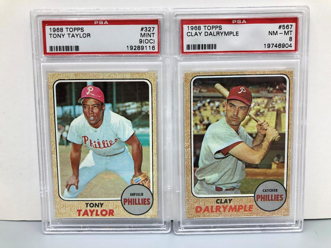 1968 Topps Tony Taylor PSA 9 (OC) & Clay Dalrymple PSA (1 of 2)