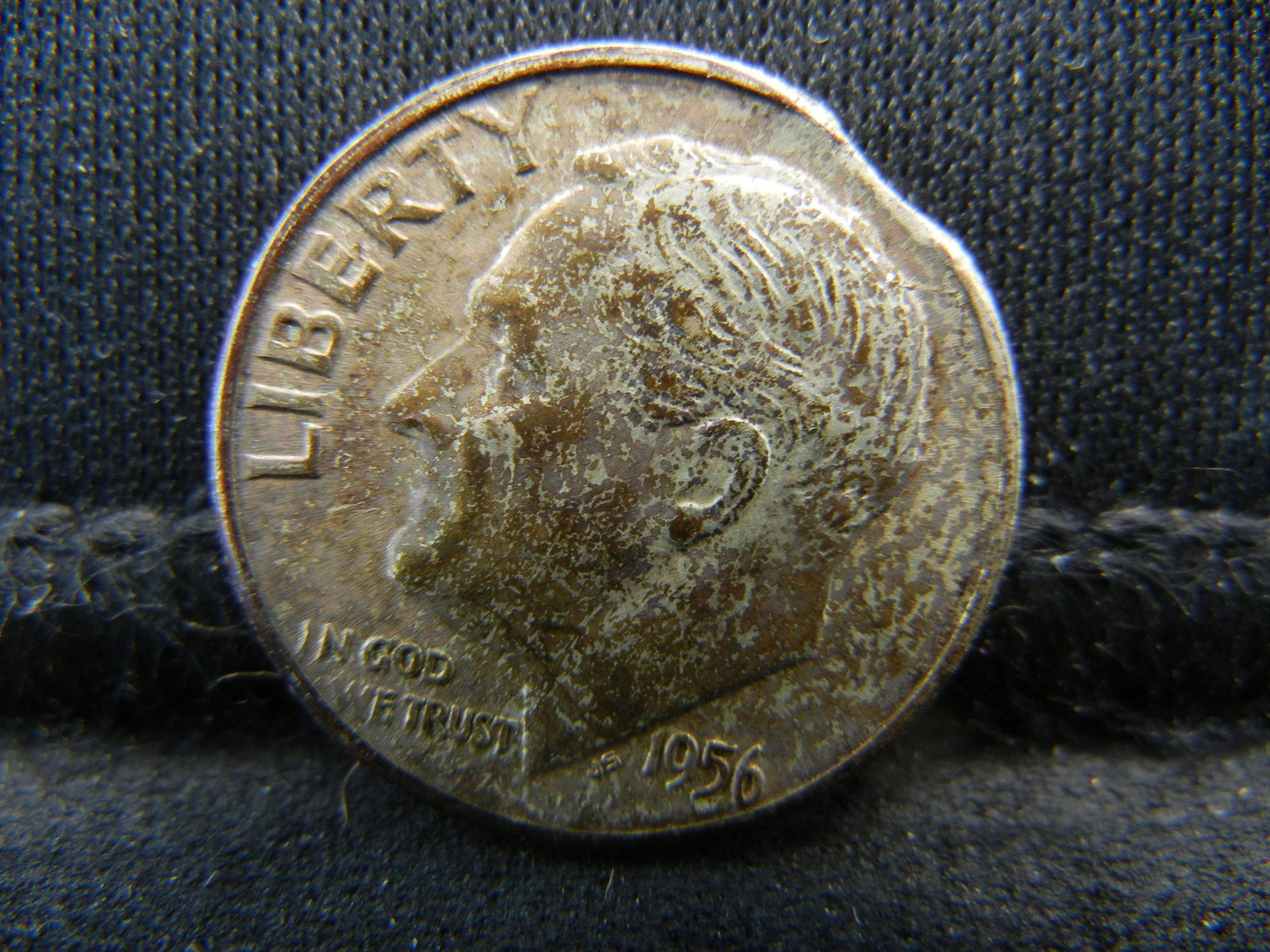1956 Roosevelt Dime Clipped Planchet (1 of 2)