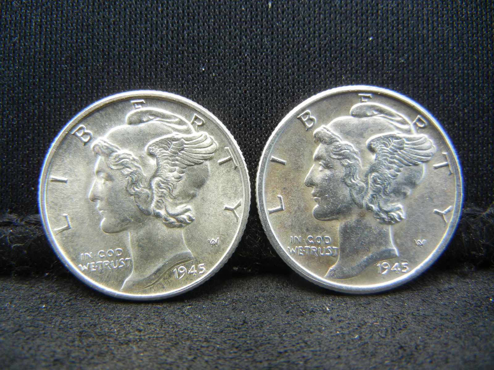(2) 1945 D Mercury Dime Gem BU (1 of 2)