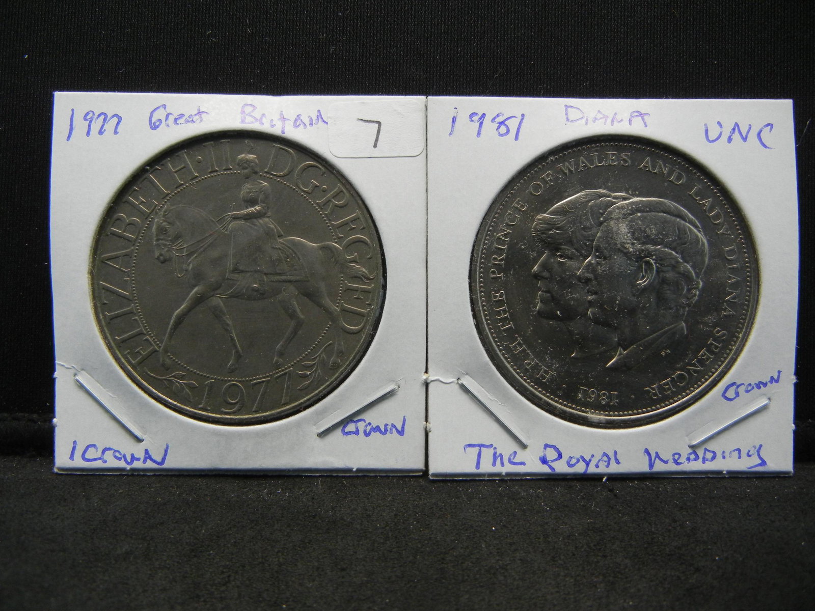 (2) Clad British Crowns: 1977 and 1981 (Big Royal: (2) Clad British Crowns: 1977 and 1981 (Big Royal Wedding with Di). Unc.
