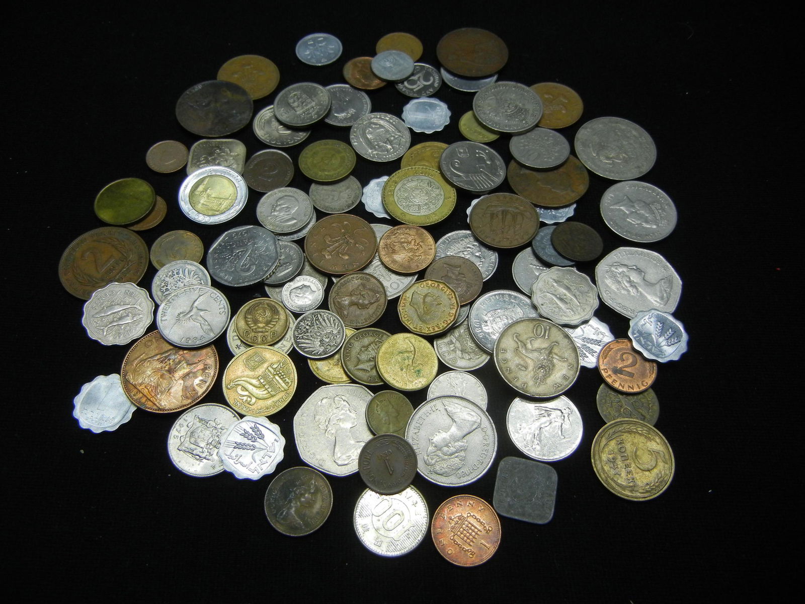 One and one half pounds foreign coins (1 of 5)