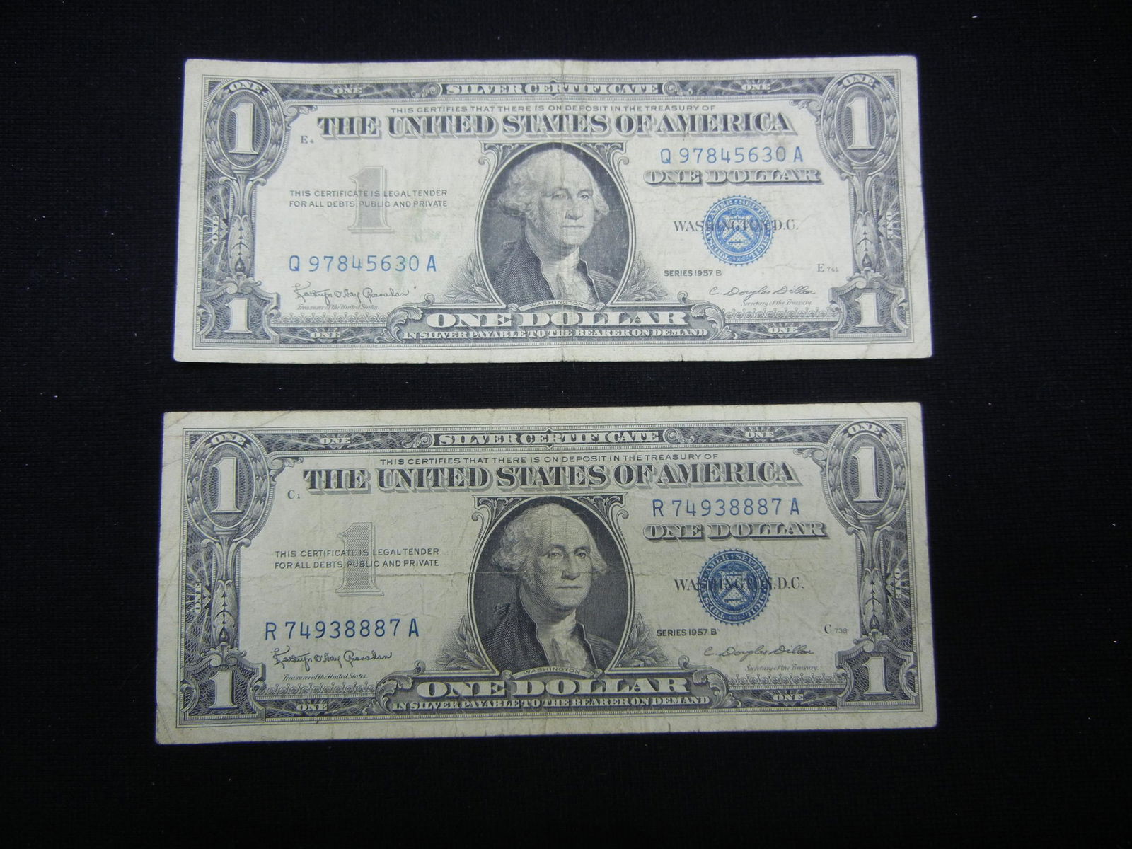 2 1957 $1 Silver Certificates (1 of 5)