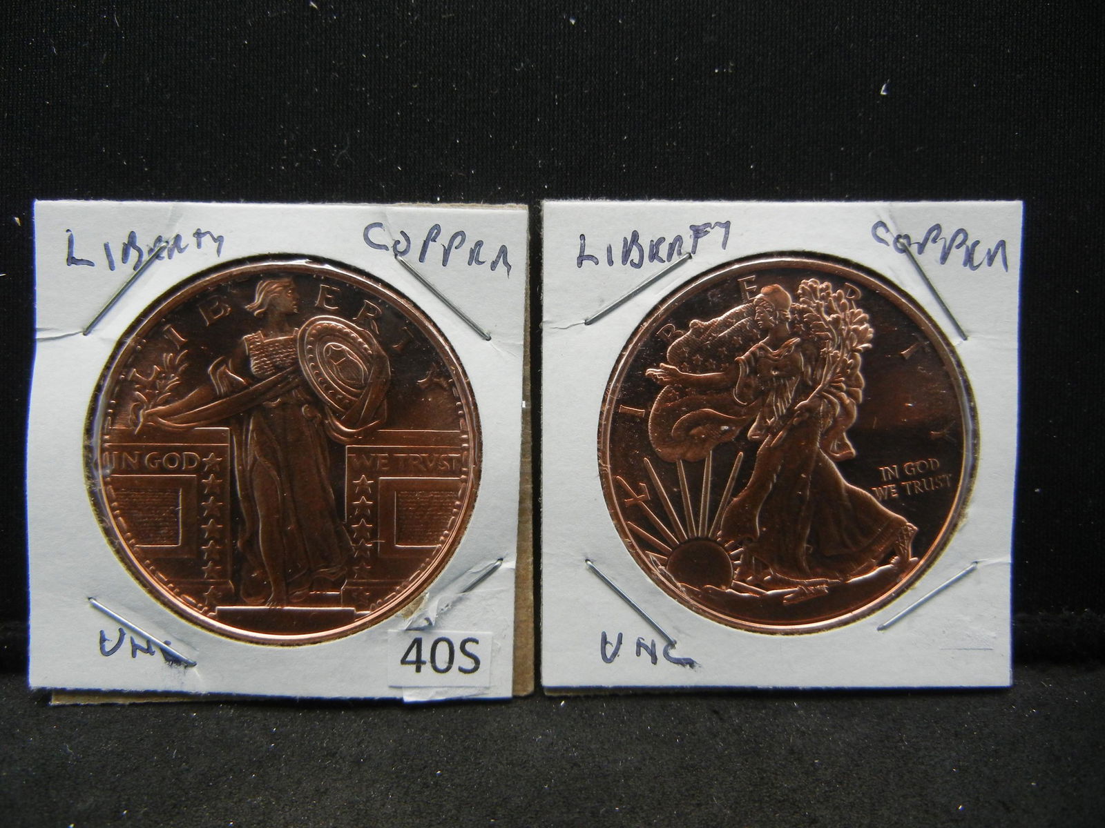(2) Copper Rounds .999, Standing and Walking Designs (1 of 3)