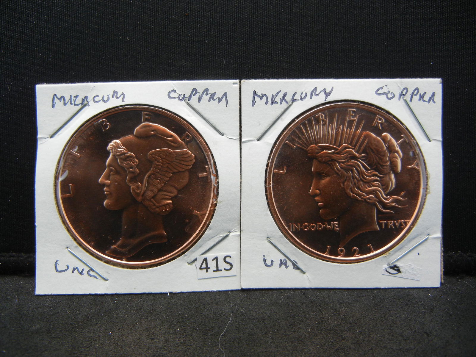(2) Copper Rounds .999, Mercury and Morgan Designs (1 of 3)