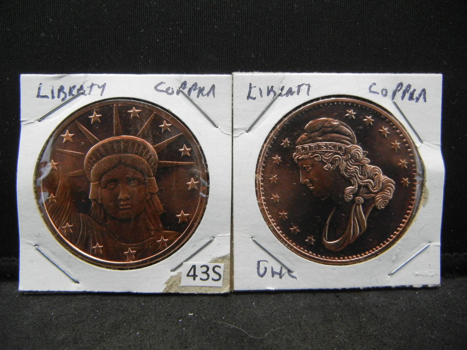 (2) Copper Rounds .999, Draped and Statue of Liberty (1 of 3)