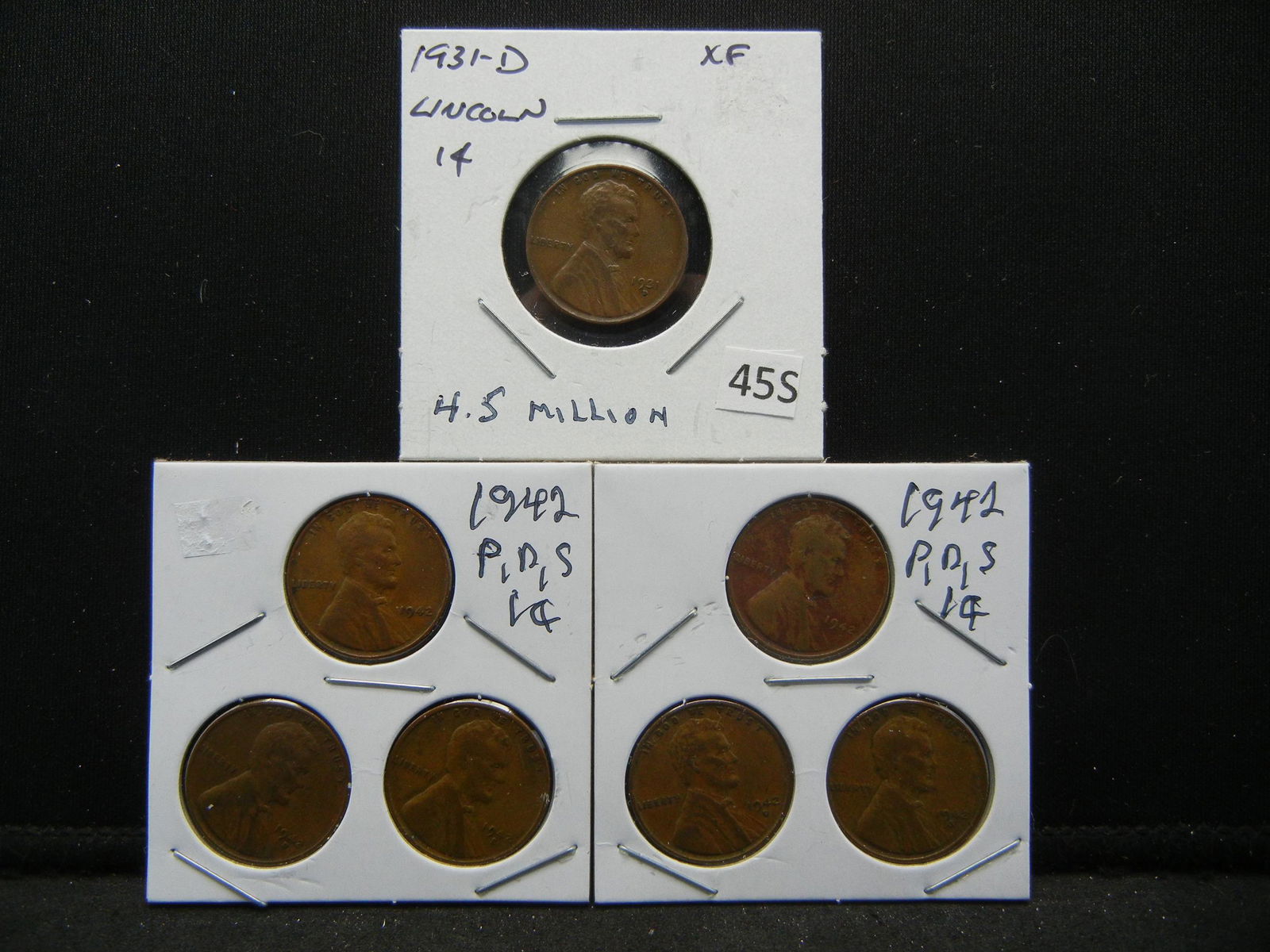 (2) 1942 PDS Sets, 1931 D Lincoln Cents, (7) Coins (1 of 7)