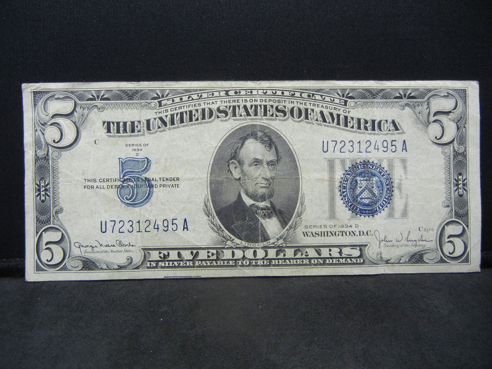 Series 1934 D United States $5.00 Silver Certificate (1 of 3)