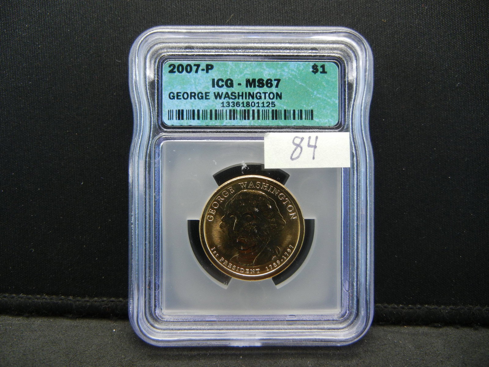 2007-P ICG MS67 George Washington Dollar Coin: 2007-P ICG MS67 George Washington Dollar Coin
