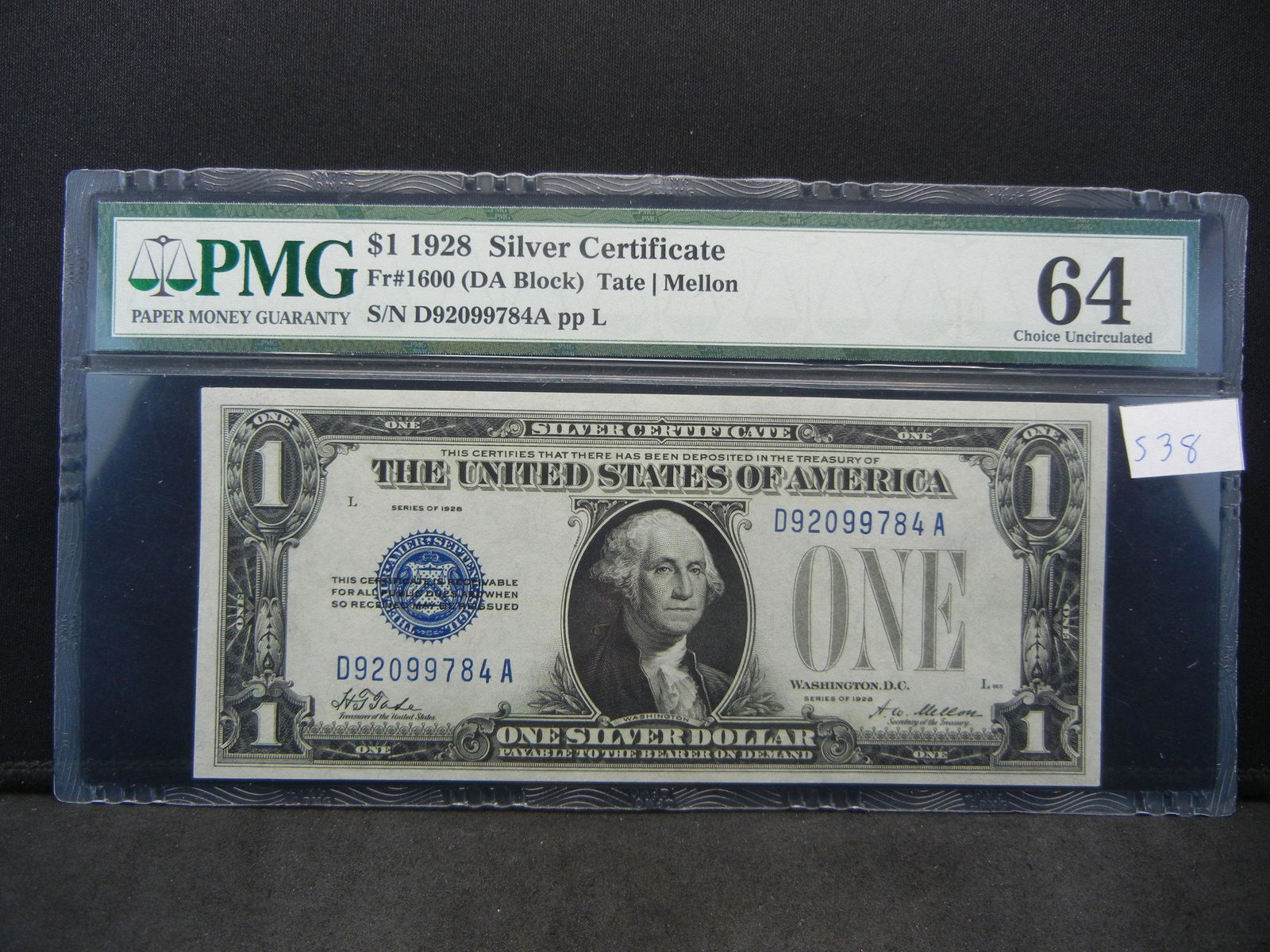 1928 $1.00 Silver Certificate FR#1600 (DA Block) PNG 64 (1 of 5)