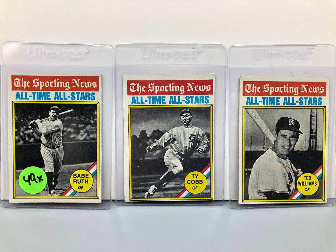 (3) 1976 Topps All Time Greats Babe Ruth, Ty Cobb, Ted (1 of 2)