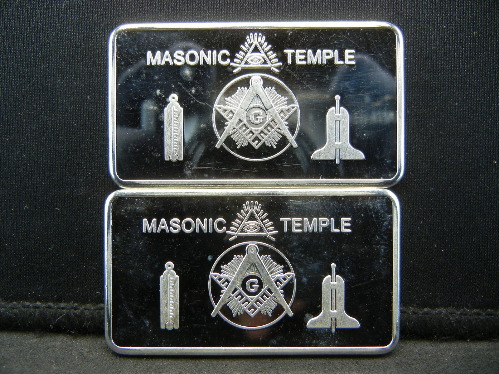 CLAD Masonic Temple (2) One Oz. 100 Mills .999 Silver (1 of 1)
