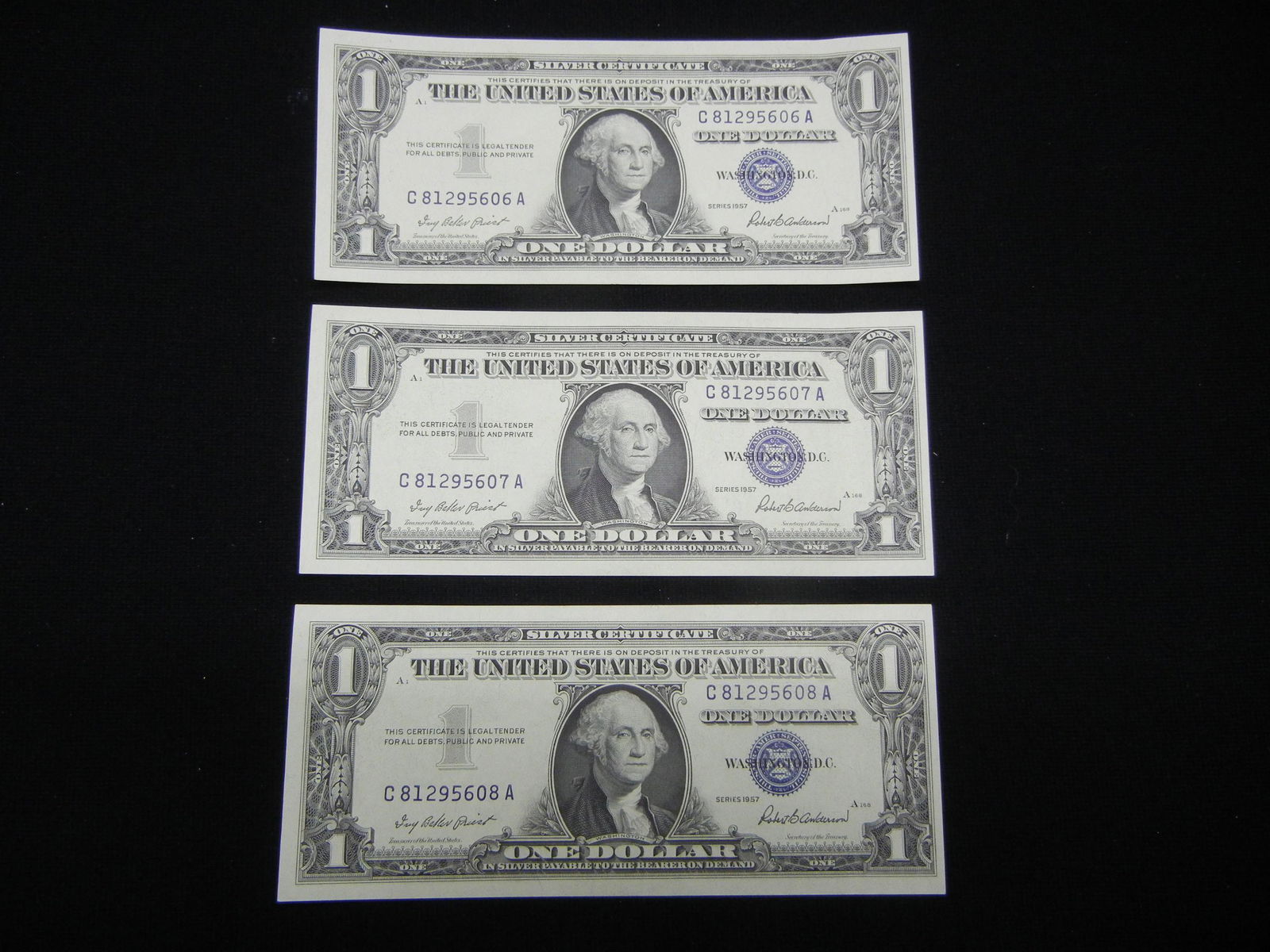 (3) 1957 One Dollar Silver Certificates (1 of 5)
