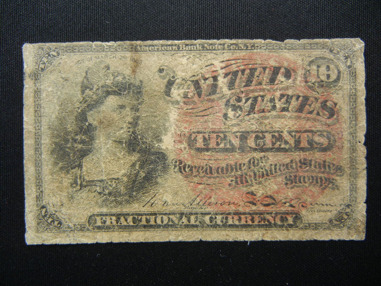 1863 Ten Cent Fractional note (1 of 2)