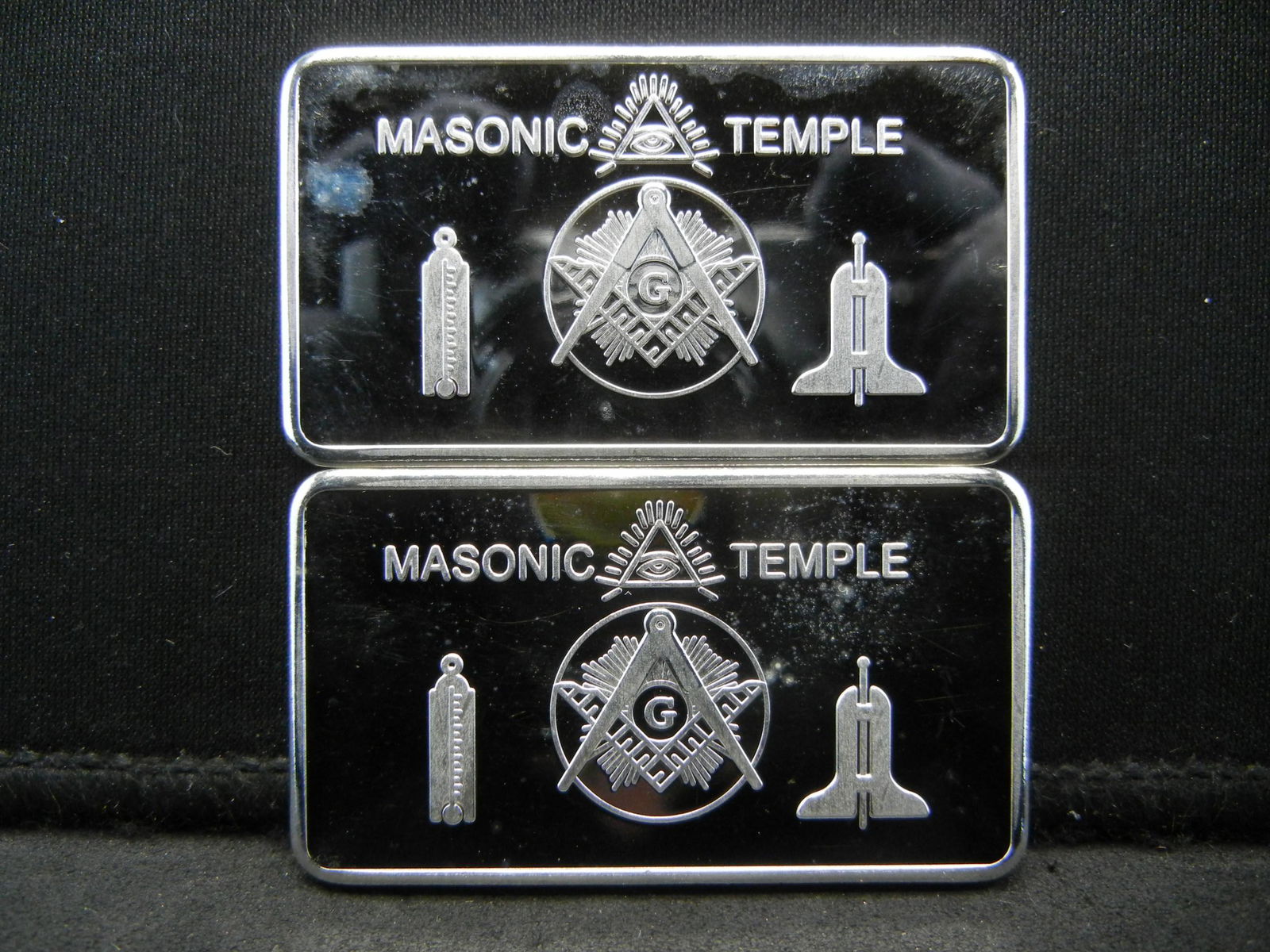 CLAD Masonic Temple (2) One Oz. 100 Mills .999 Silver (1 of 2)