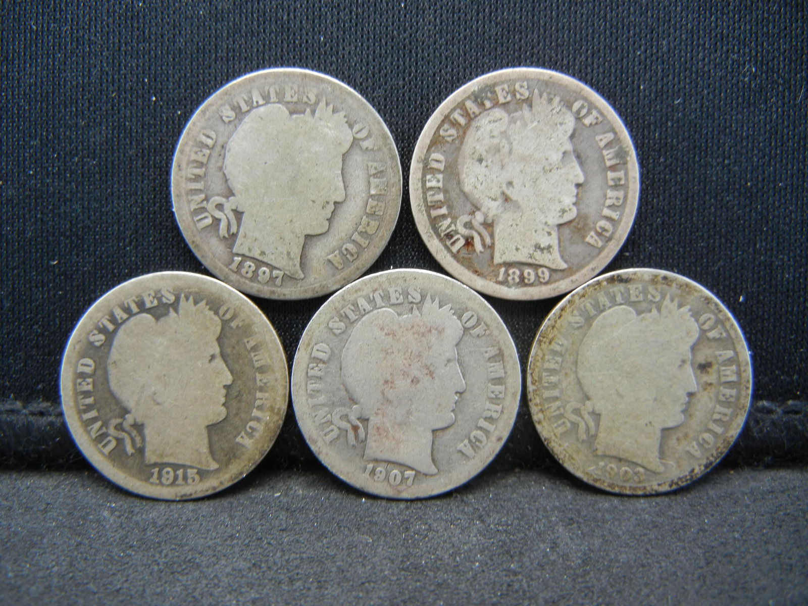 1897, 1899, 1903 O, 1907 O, 1915 S Barber Dimes (1 of 2)
