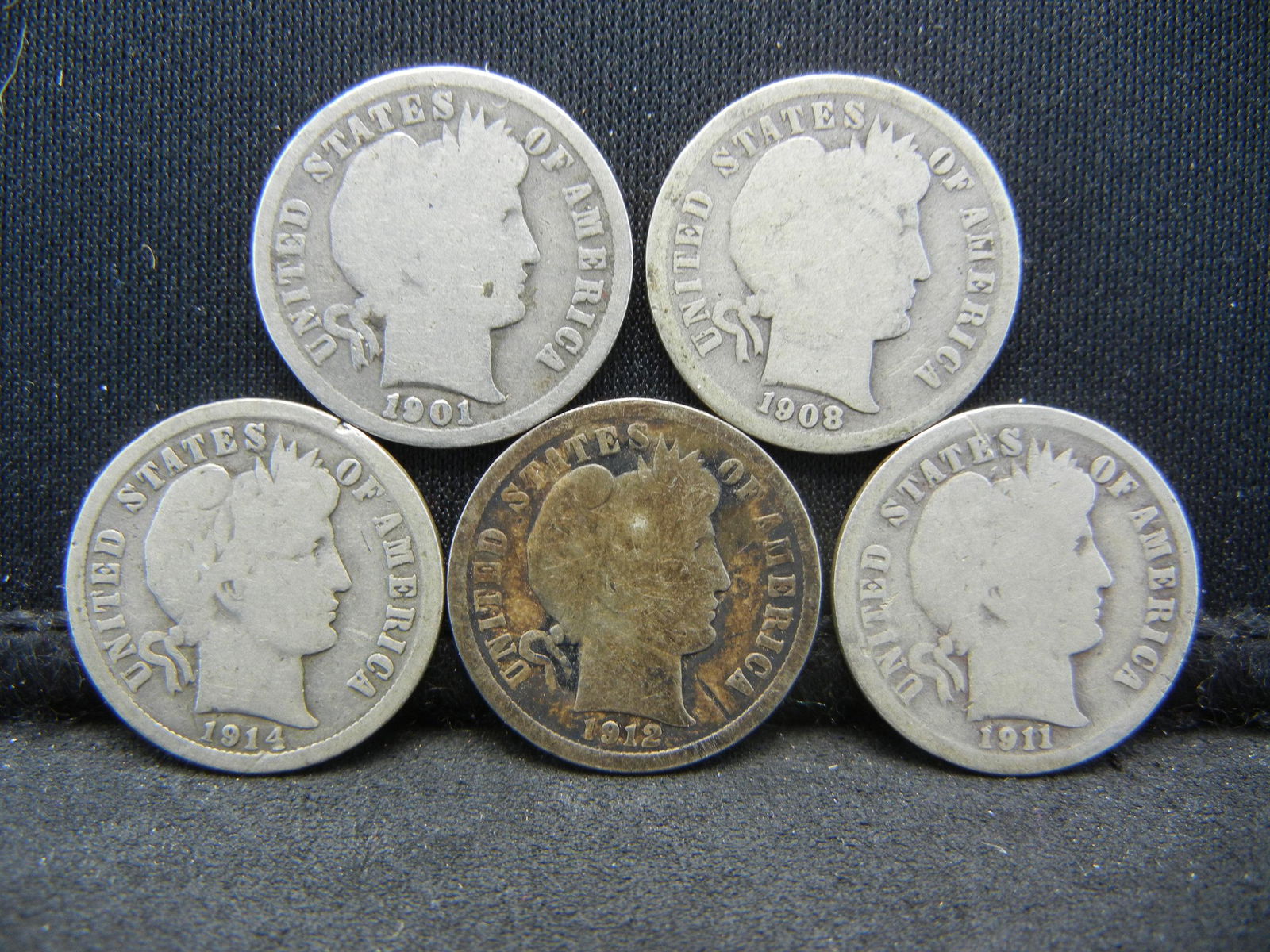 1901, 1908, 1911 D, 1912, 1914 Barber Dimes (1 of 2)