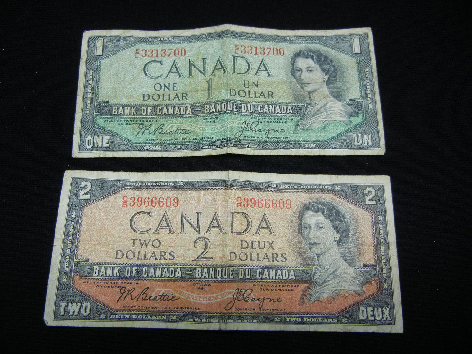 1954 Canada $2, and $1 (1 of 5)