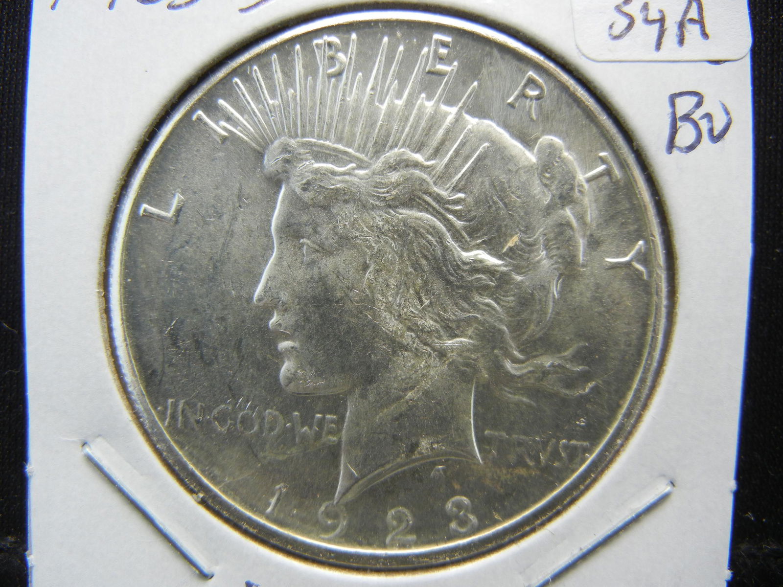 1923-S Peace Dollar.  MS 63/4 white coin.  Well struck (1 of 3)