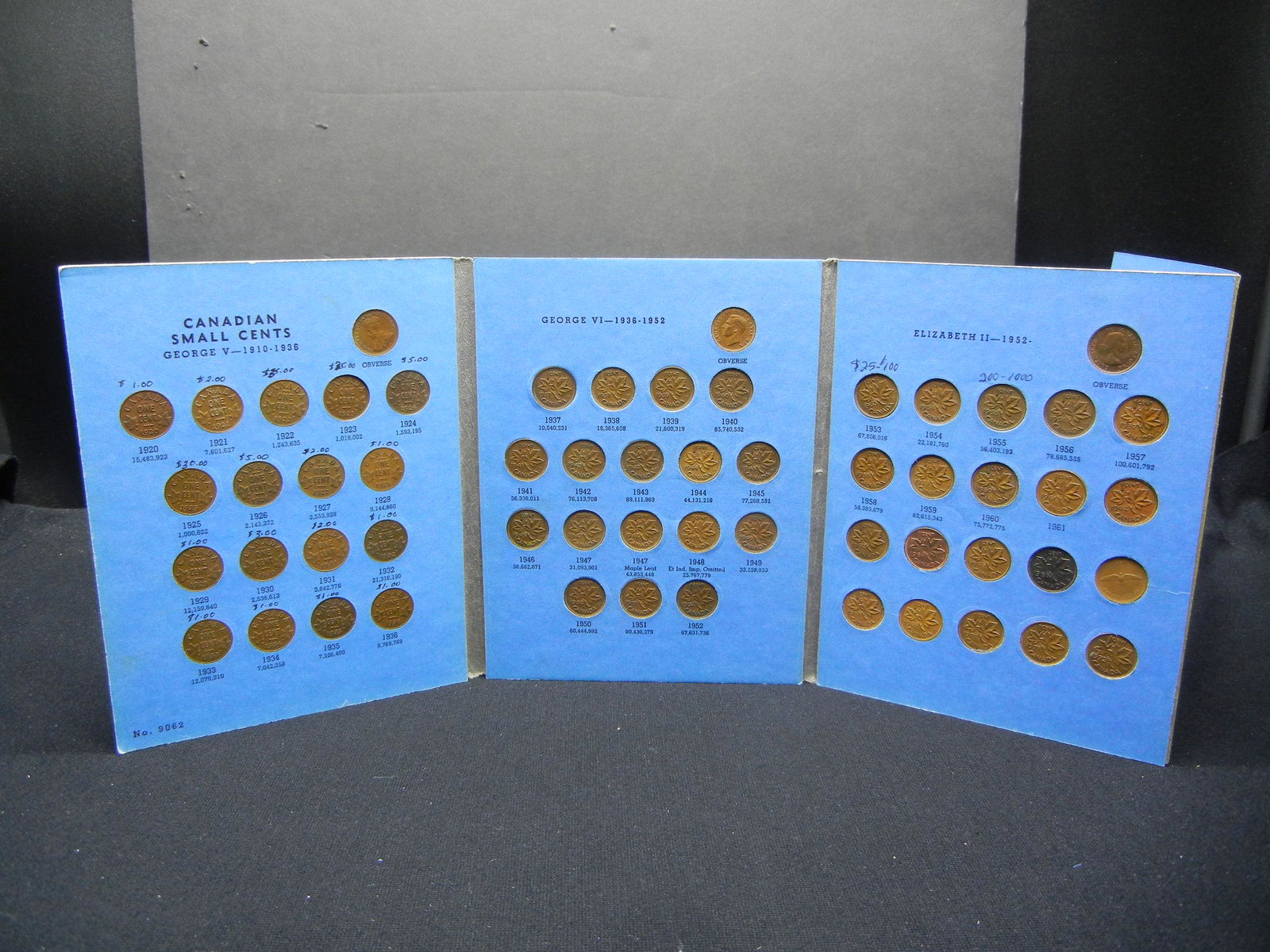 1920-1972 Canadian Small Cents, 57 Coins Housed in (1 of 7)