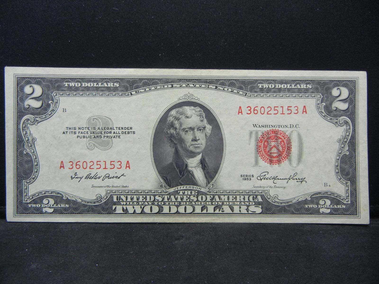 1953 $2.00 Note Red Seal (1 of 3)