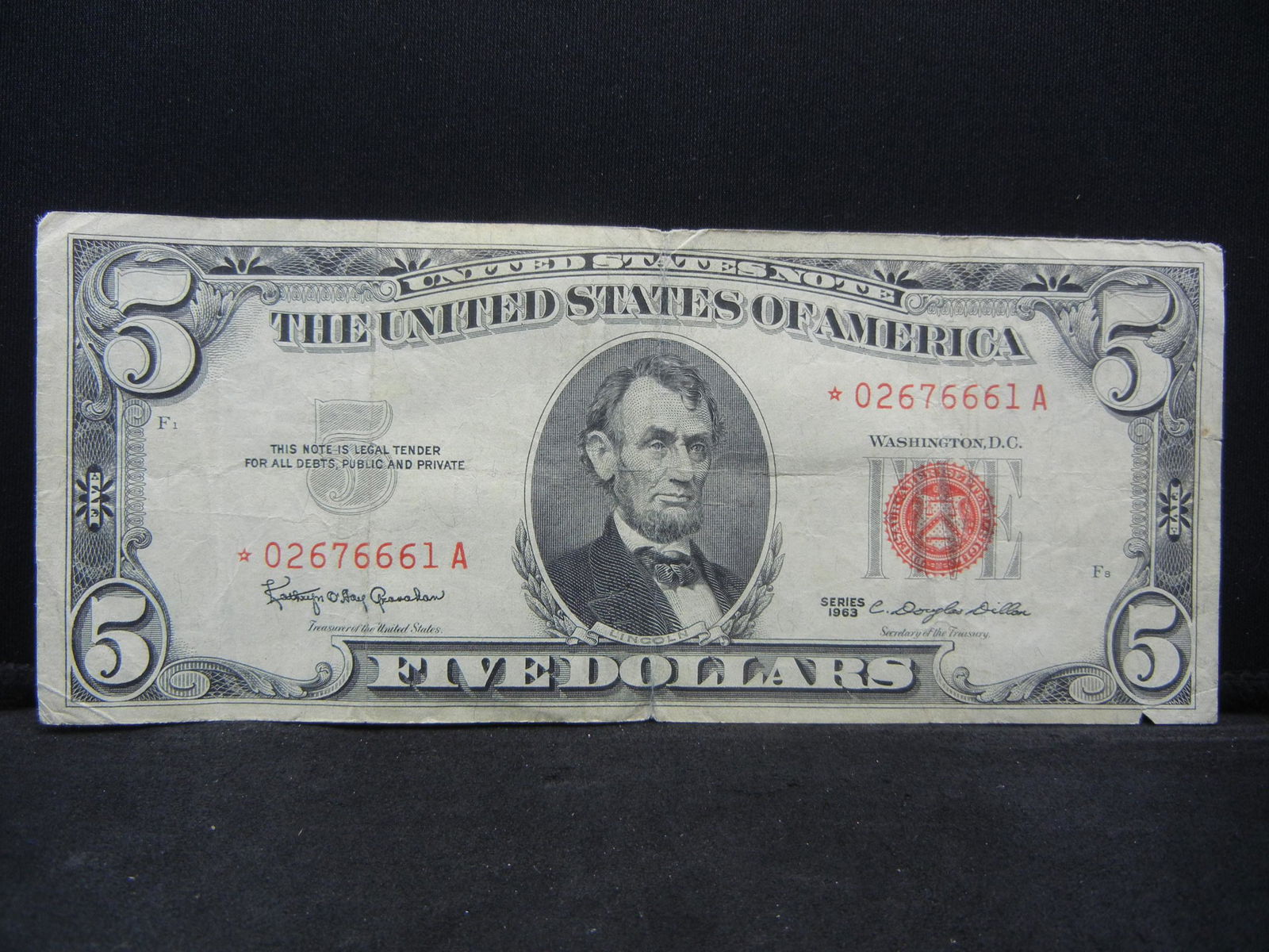 1963 $5.00 Red Seal Star Note (1 of 3)