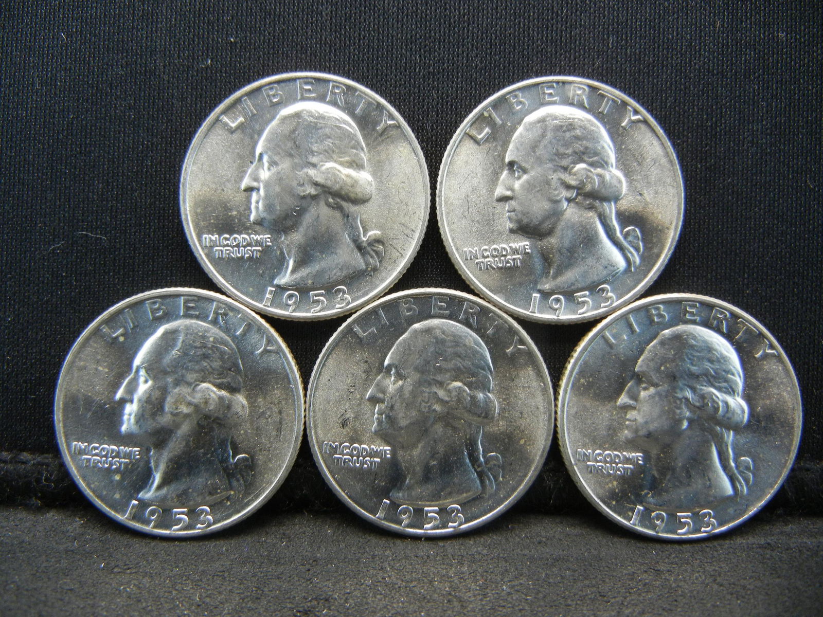 (5) 1953 D Gem BU Silver Washington Quarters (1 of 2)