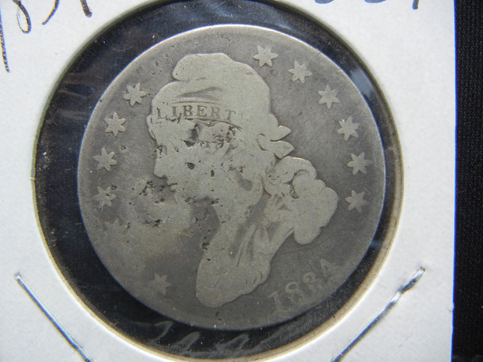 1834 Bust Half Dollar, Reverse Markings (1 of 3)