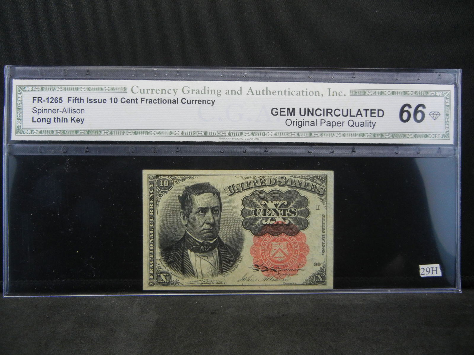 1874 10 cent fractional. GEM UNC 66 CHOICE. Long thin (1 of 4)