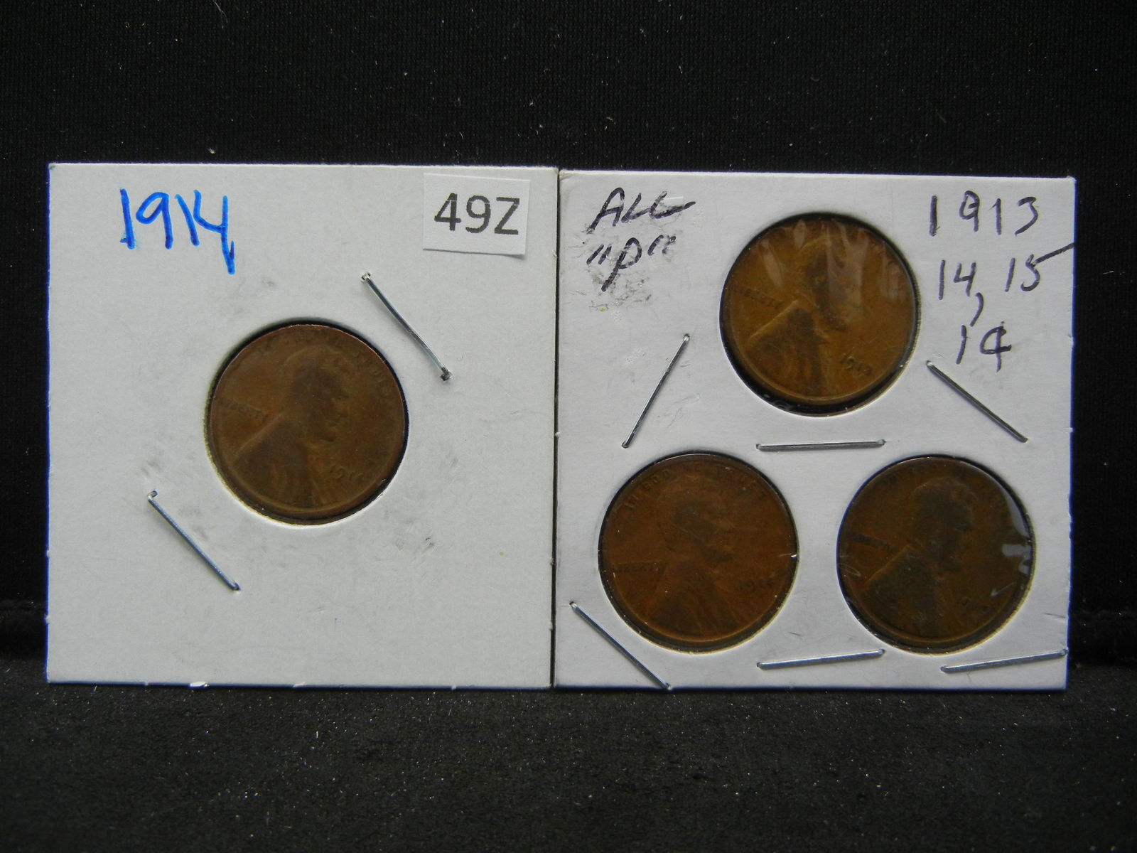 1913, 14, 14, 15 Wheat Cents, (4) (1 of 5)