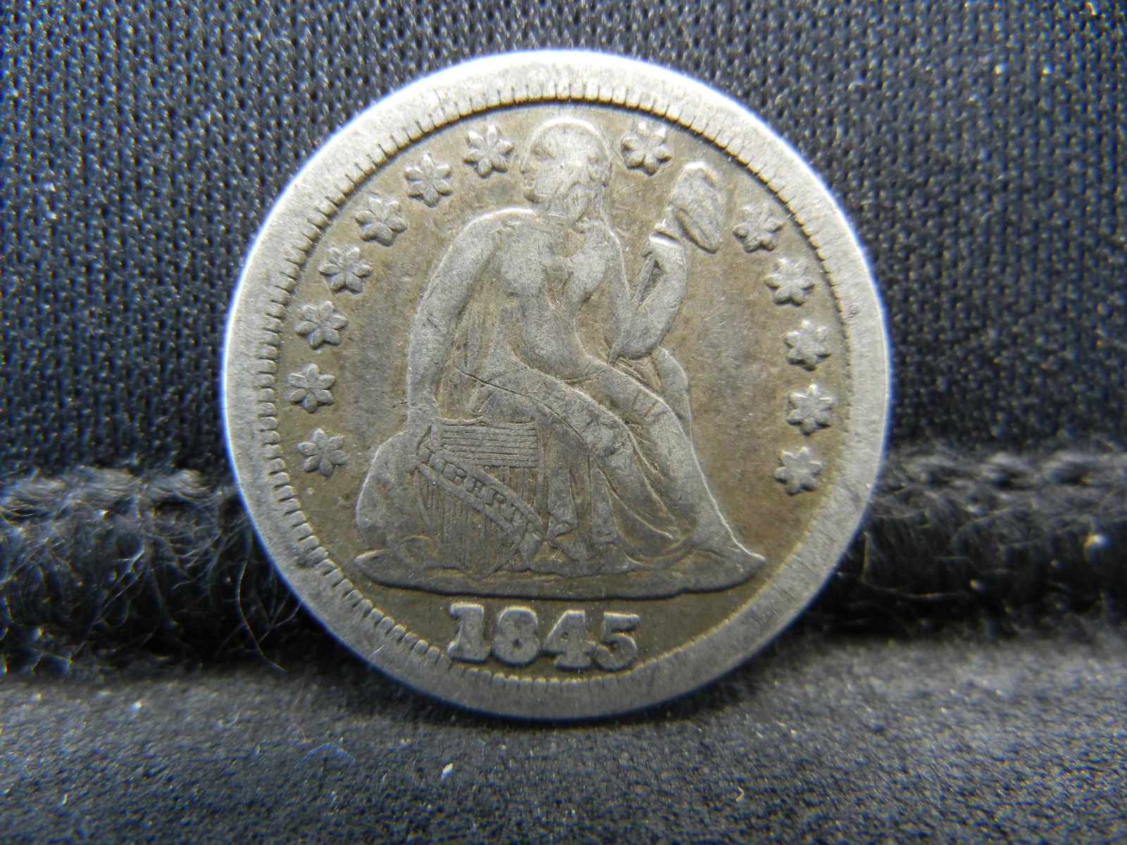 1845 United States Seated Liberty Silver Dime - Great (1 of 2)