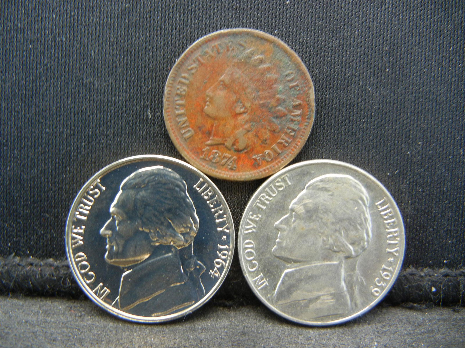 1874 Indian Cent Full Liberty, 1964 Gem Proof Nickel, (1 of 2)