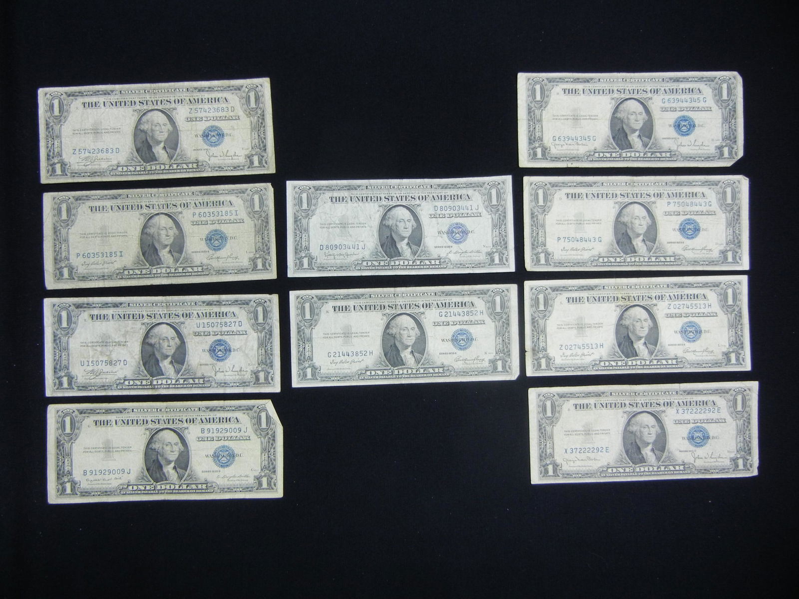 10 1935 One Dollar Silver Certificates (1 of 8)